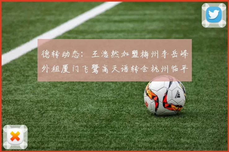 德转动态:王浩然加盟梅州李岳峰外租厦门飞鹭高天语转会杭州临平吴越